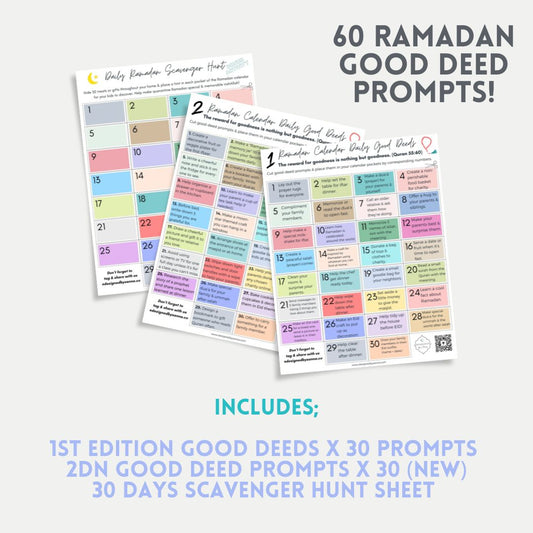 60 Ramadan Good Deed Calendar Prompts | Digital Download