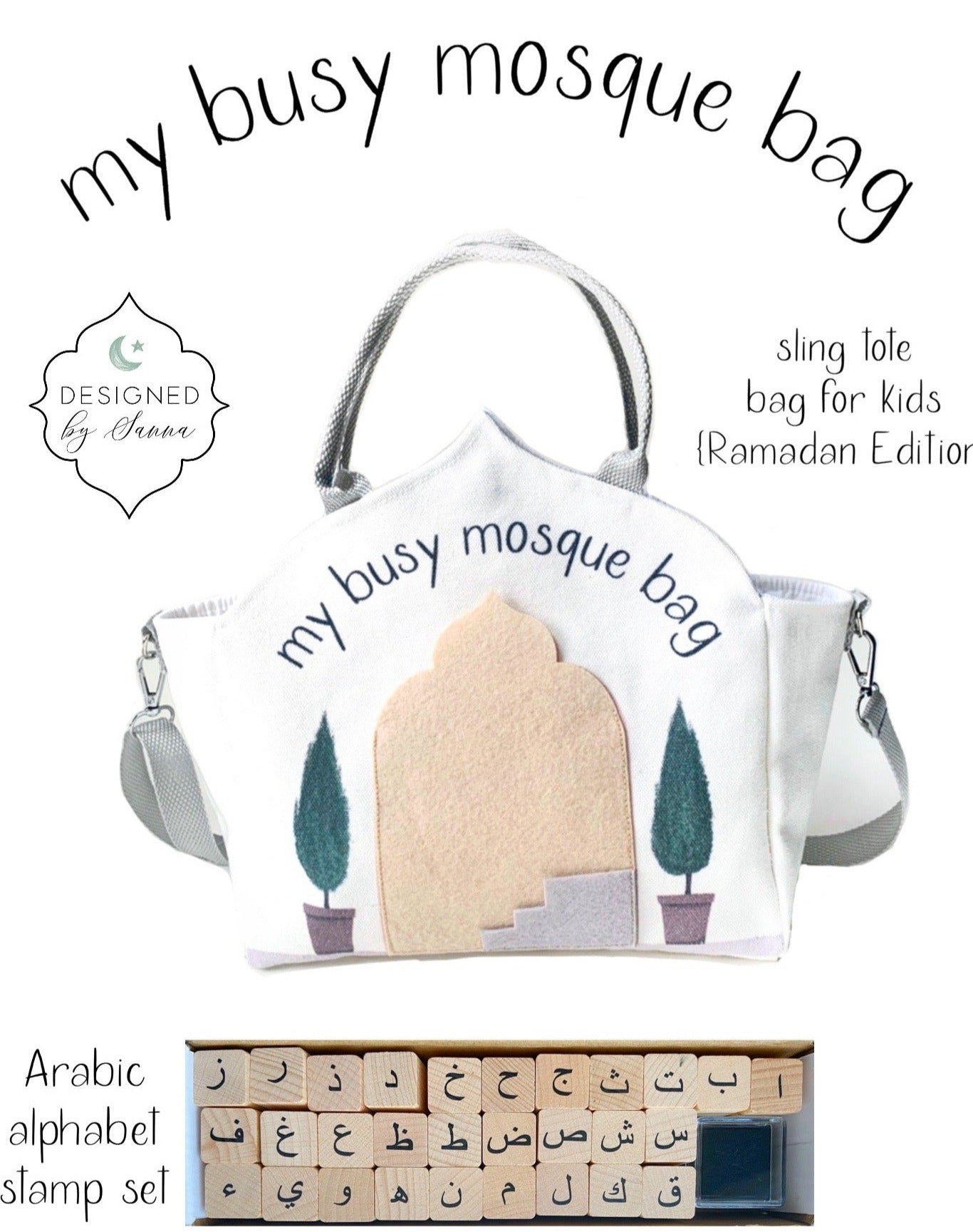 10 PIECE My Busy Mosque Bag | Featured in Allure Magazine! | Ramadan Themed Books & Activity Bag For Kids