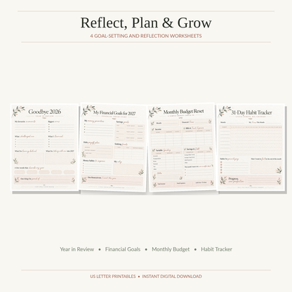 End The Year Right! 2026-2027 Printable Planner Calendar Budget & Habit Tracker