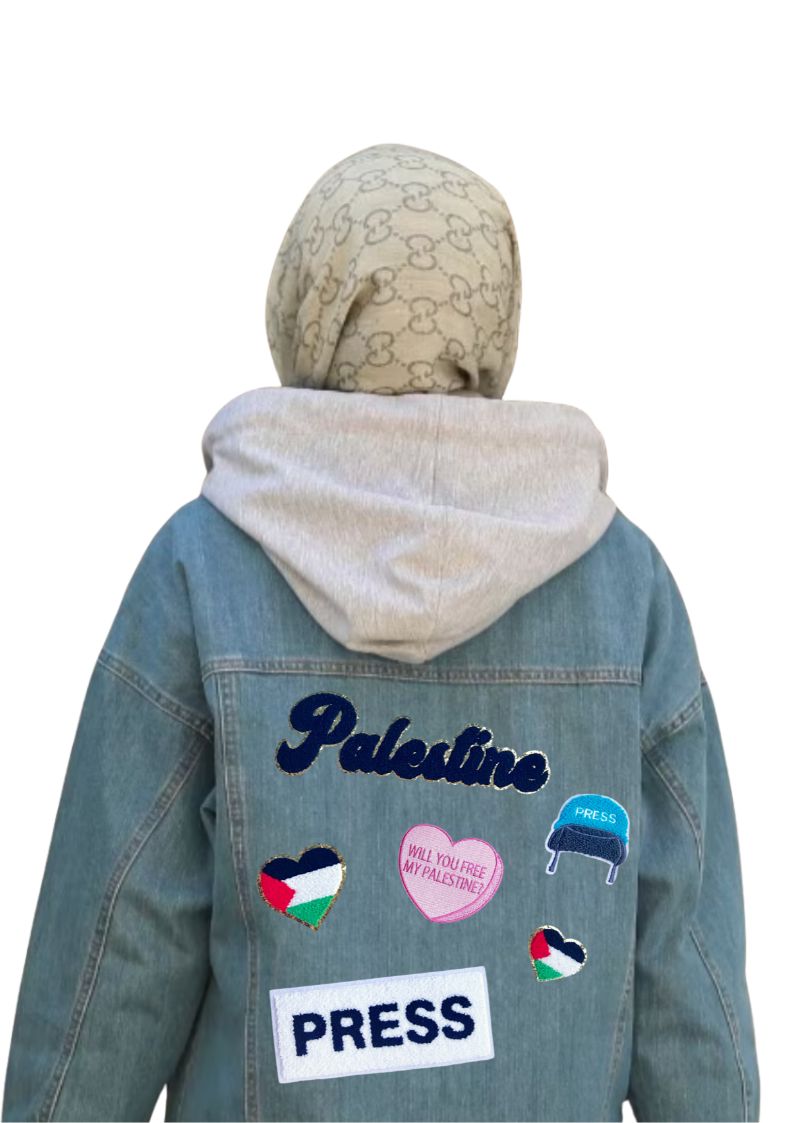 Chenille Iron-on embroidered fabric patch student protest anti-war Gaza Press Free Palestine Social Justice Alaqsa Alquds hijab muslim islam