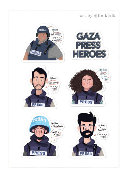 Gaza Press sticker sheet set of 2 | 100% of proceeds for Gaza emergency aid