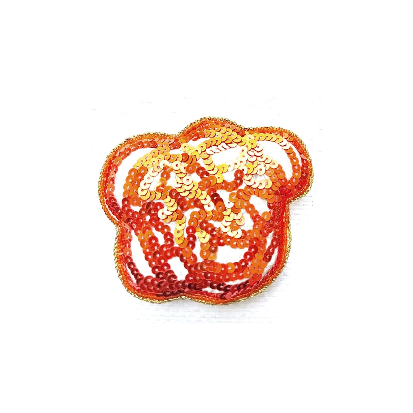 A set of handcrafted garland ornaments with symbols representing South Asian culture, including an orange mango, a blue and white rooh afza drink, a samosa, and a yellow and green jalebi.