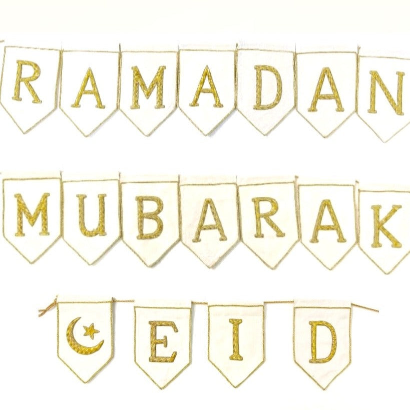 Zardozi Embroidered Ramadan & Eid Mubarak Bunting