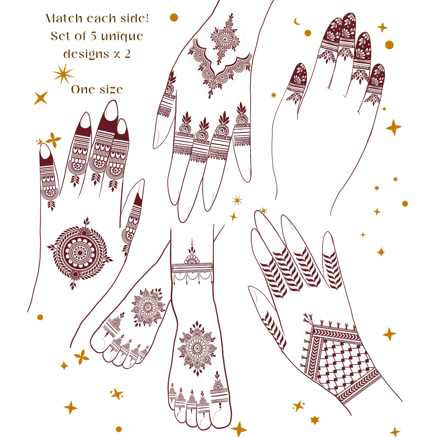Henna Tattoo Sticker Sheets Set of 5