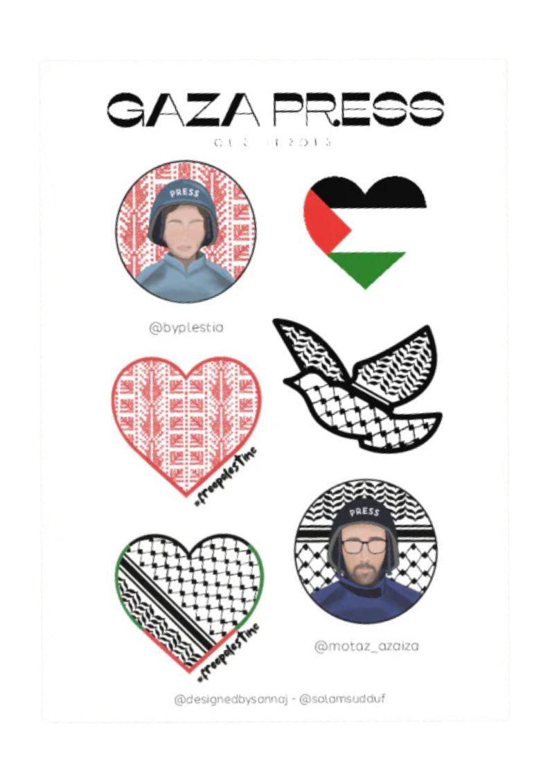 Gaza Press sticker sheet set of 2 | 100% of proceeds for Gaza emergency aid