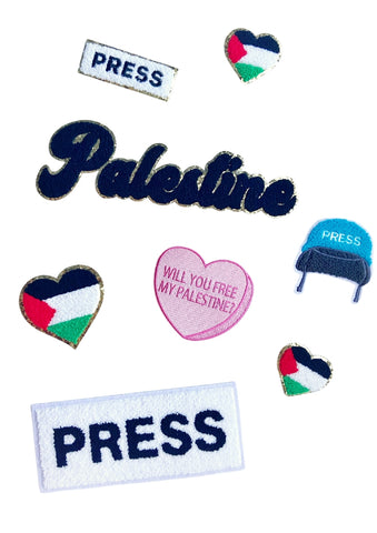 Chenille Iron-on embroidered fabric patch student protest anti-war Gaza Press Free Palestine Social Justice Alaqsa Alquds hijab muslim islam