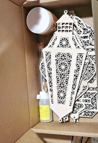 PREORDER Wooden Laser Cut Hanging Lantern DIY Kit - Ramadan, Eid Mubarak, Festive Islamic Decor & Crafts