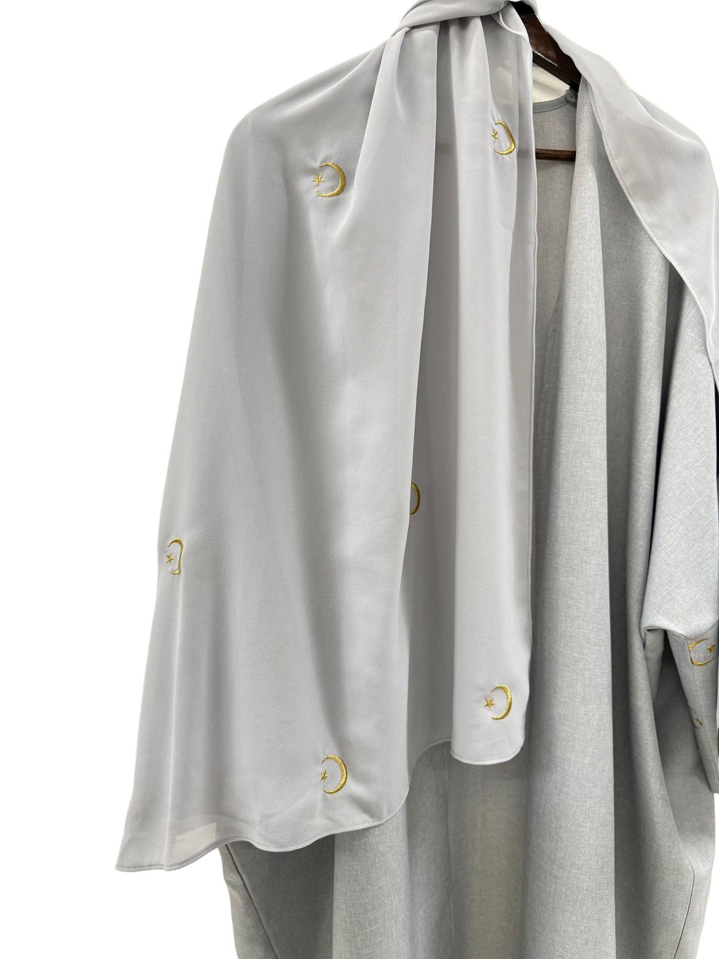 Embroidered Gold Moon & Star Abaya & Hijab Set of 2