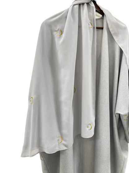Embroidered Gold Moon & Star Abaya & Hijab Set of 2