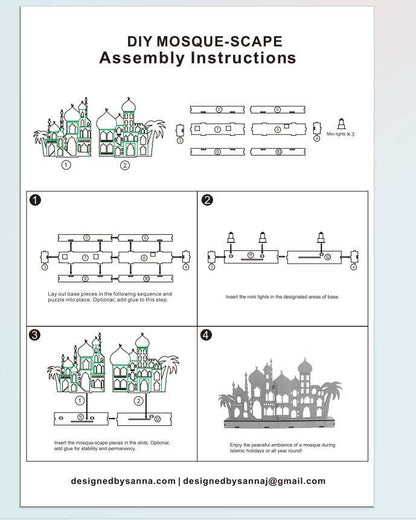 Decorative Light-up Wooden Mosque-Scape DIY Kit
