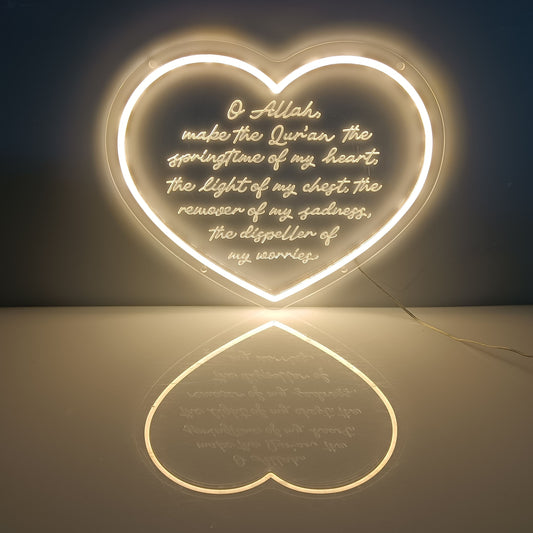 Beautiful Dua'a Heart Neon Light