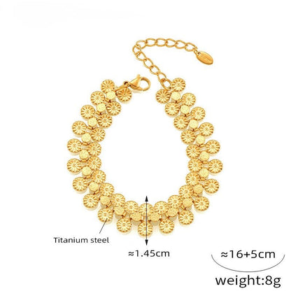 Floral Coin Bracelet Chain