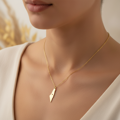 Palestine Map Mini Charm Necklace