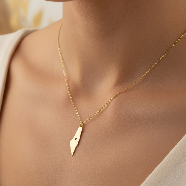 Palestine Map Mini Charm Necklace