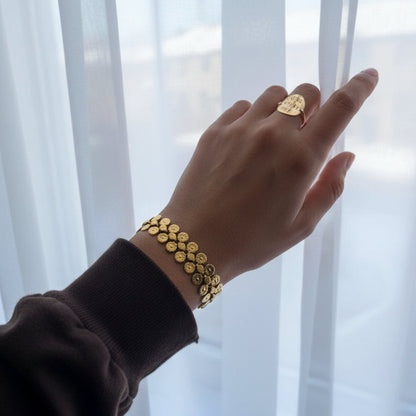 Floral Coin Bracelet Chain