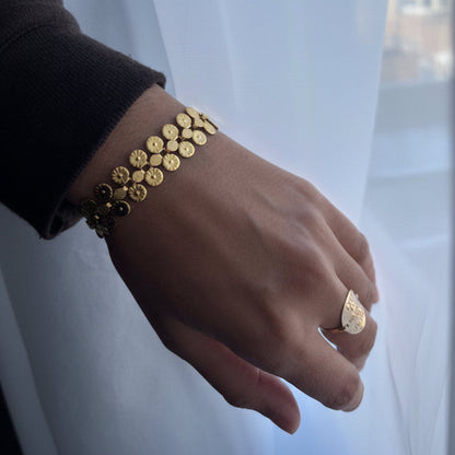 Floral Coin Bracelet Chain