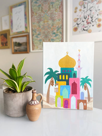 Colour Block Mosque Paint-By-Numbers DIY Art Canvas