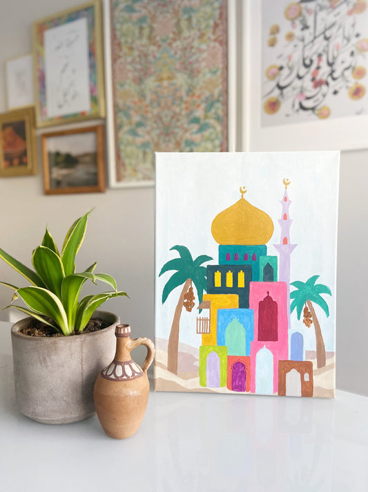 Colour Block Mosque Paint-By-Numbers DIY Art Canvas