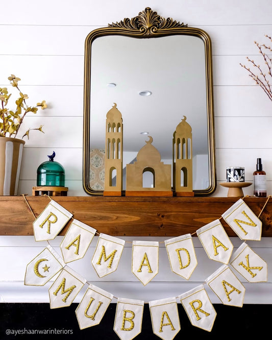 Zardozi Embroidered Ramadan & Eid Mubarak Bunting