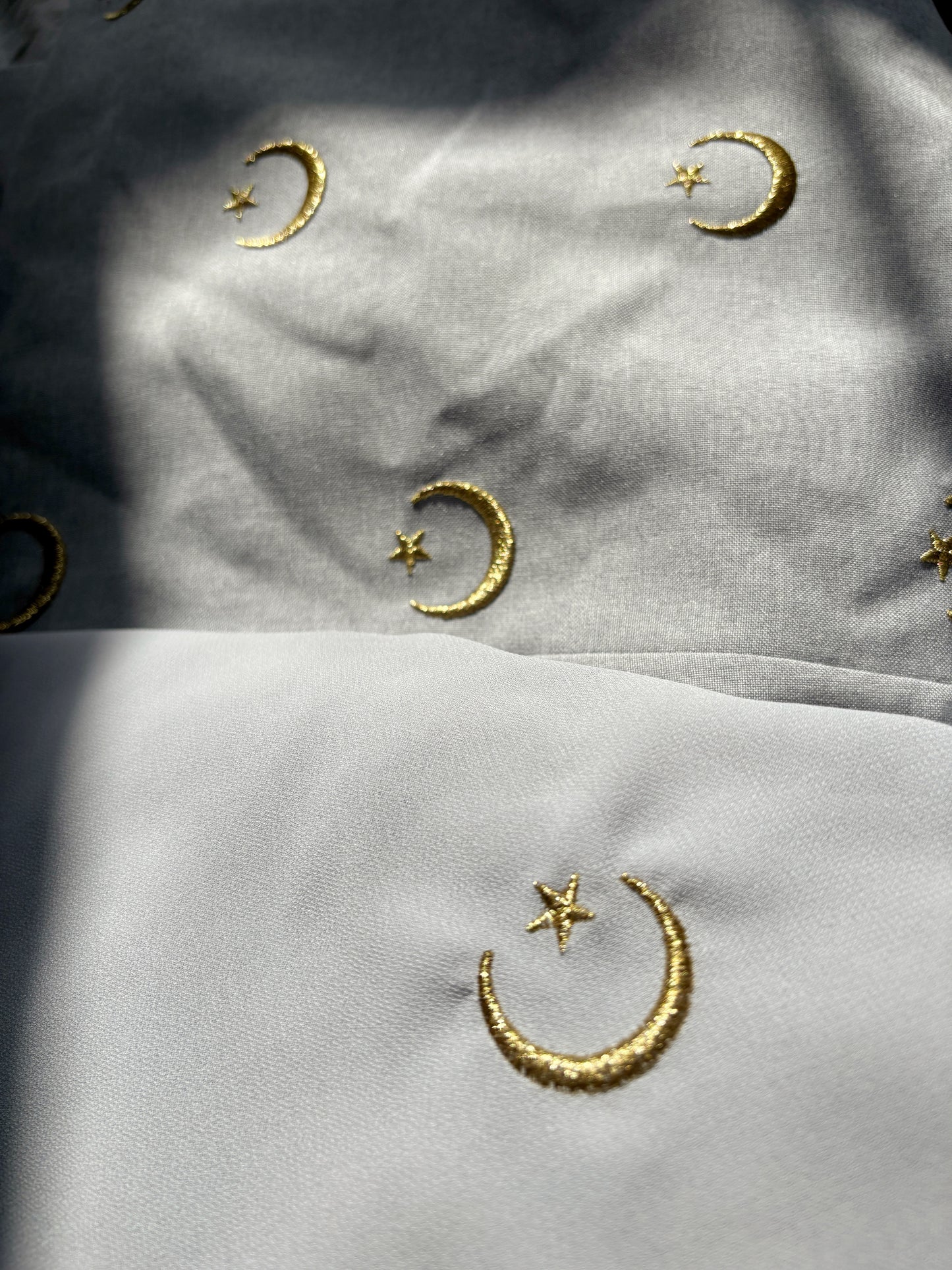 Embroidered Gold Moon & Star Abaya & Hijab Set of 2