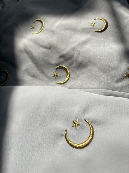Embroidered Gold Moon & Star Abaya & Hijab Set of 2