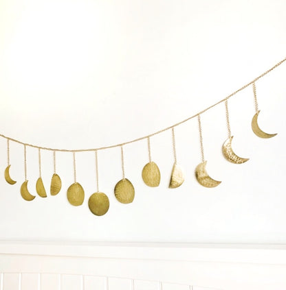 Gold Hammered Metal Moon Phase Garland
