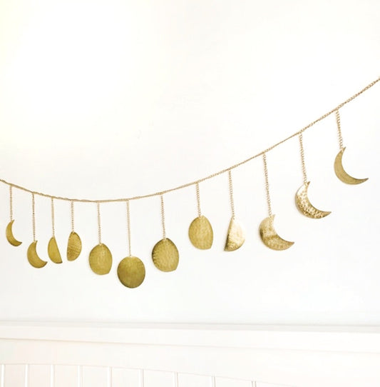Gold Hammered Metal Moon Phase Garland