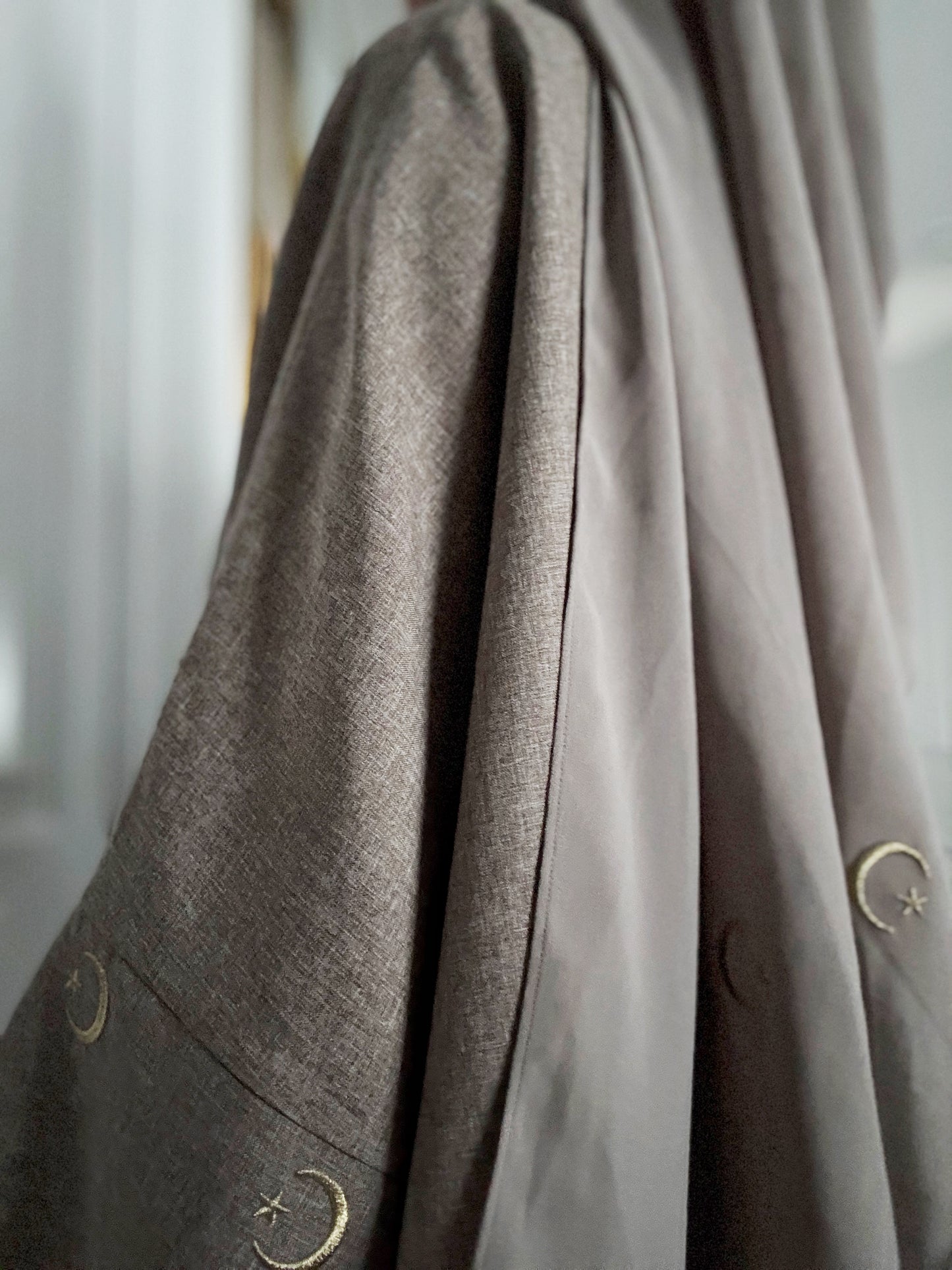 Embroidered Gold Moon & Star Abaya & Hijab Set of 2