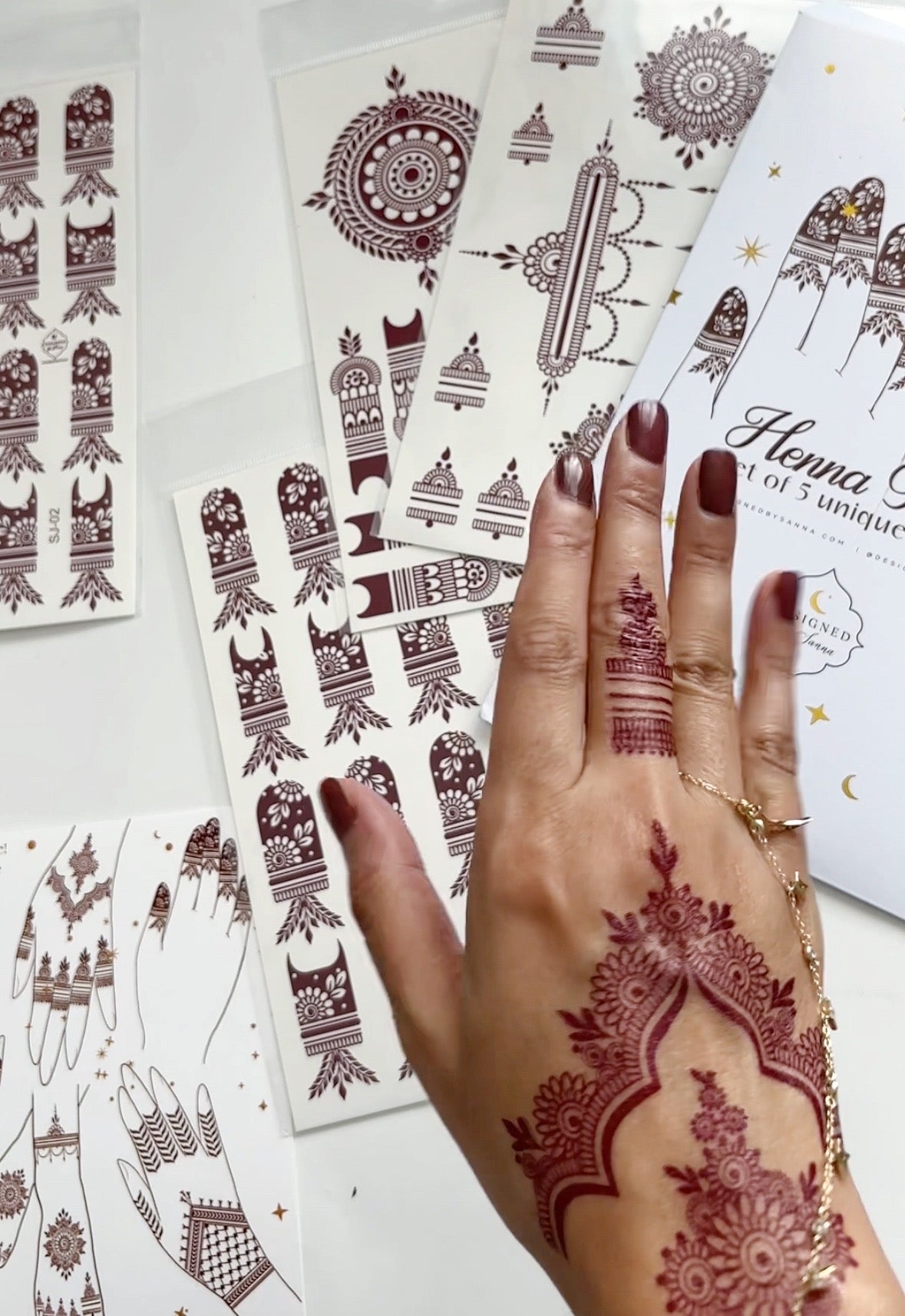 Henna Tattoo Sticker Sheets Set of 5