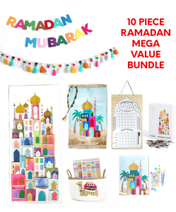 10 PIECE MEGA VALUE BUNDLE Multicolour Festive Ramadan Reusable Decor Limited Quantity
