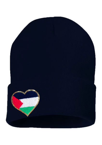 Chenille Press Patch Knitted Beanie Hat One Size Fits All | student protest anti-war Gaza Press Free Palestine Social Justice Alaqsa Alquds hijab muslim islam winter cozy warm clothing