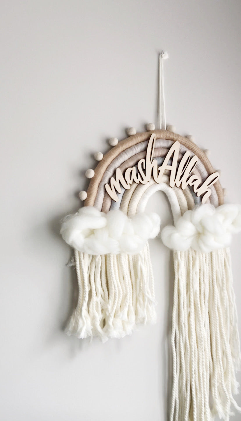 MashAllah Nursery Macramé Neutral Fibre Art