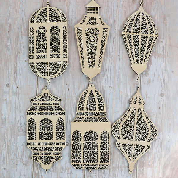 PREORDER Wooden Laser Cut Hanging Lantern DIY Kit - Ramadan, Eid Mubarak, Festive Islamic Decor & Crafts