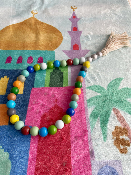 Wooden Prayer Beads Tasbeeh For Kids | Ramadan Activity Basket Masjid Fidget Toy Zikr Prayer Corner Montessori