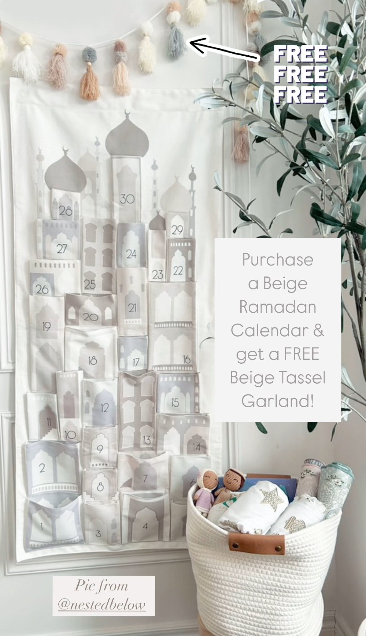 Beige Mosque 30 Day Pocket Ramadan Good Deed Calendar