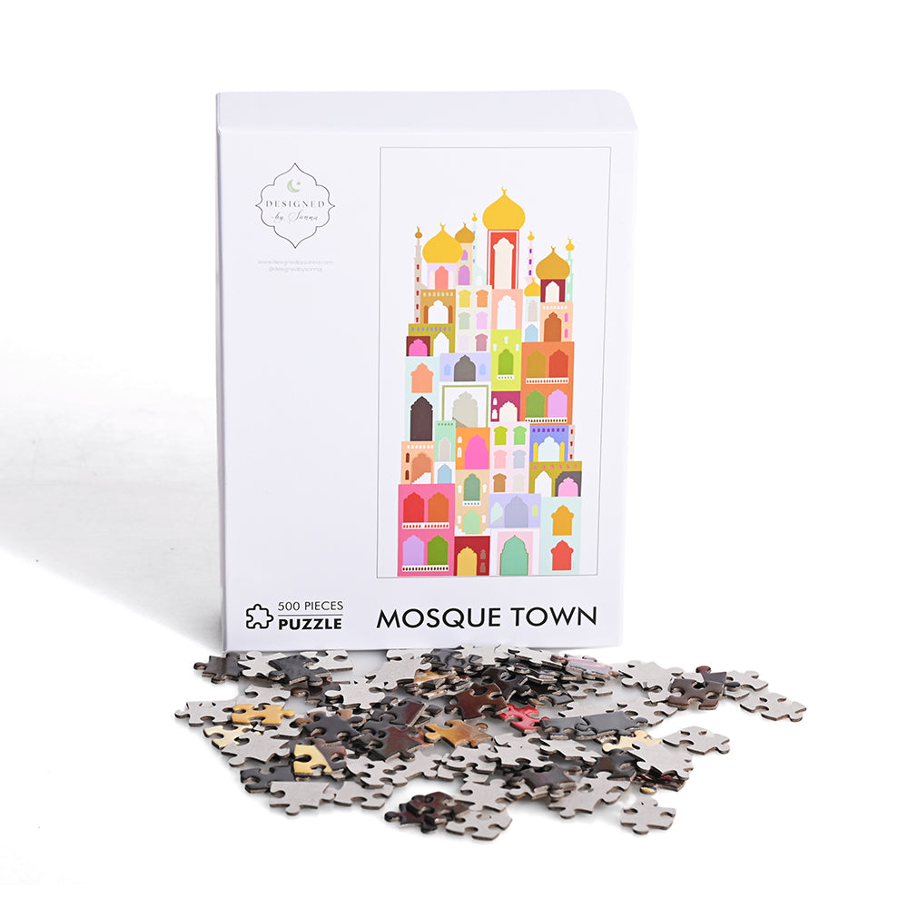 Colour Block Mosque Town 500 Piece Puzzle