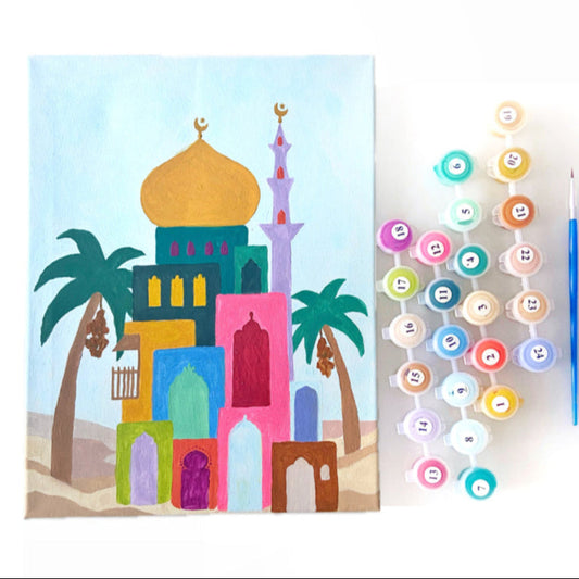 Colour Block Mosque Paint-By-Numbers DIY Art Canvas