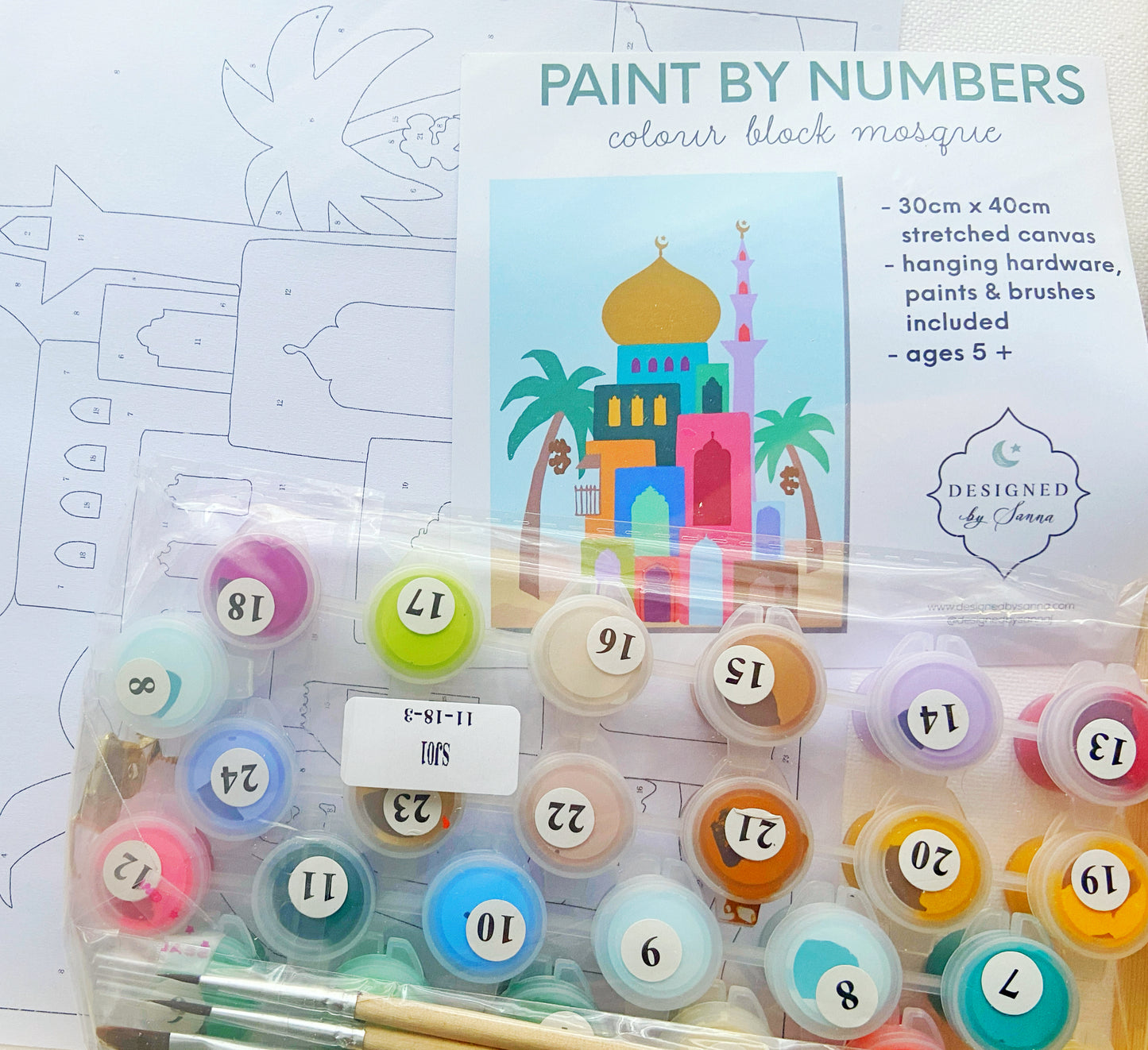 Colour Block Mosque Paint-By-Numbers DIY Art Canvas