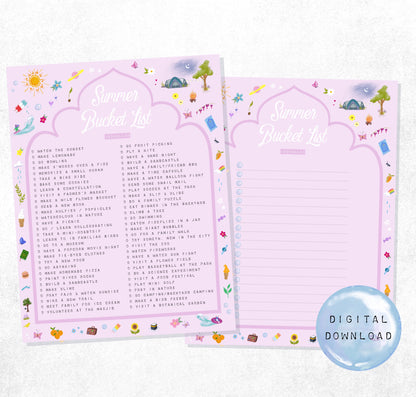Summer Activity Family Bucket | Digital Download