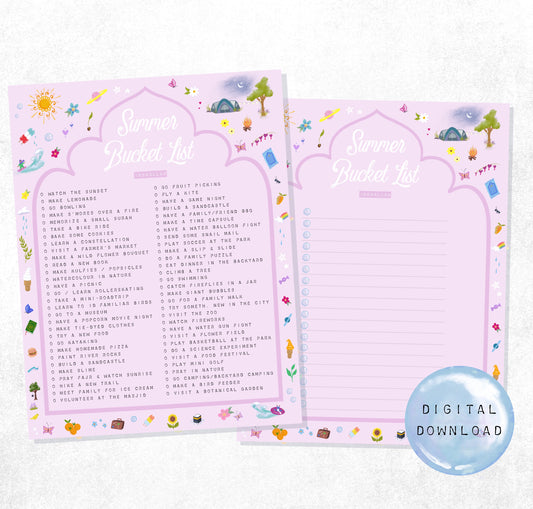 Summer Activity Family Bucket | Digital Download