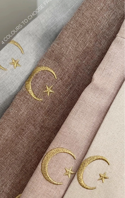 Embroidered Gold Moon & Star Abaya & Hijab Set of 2