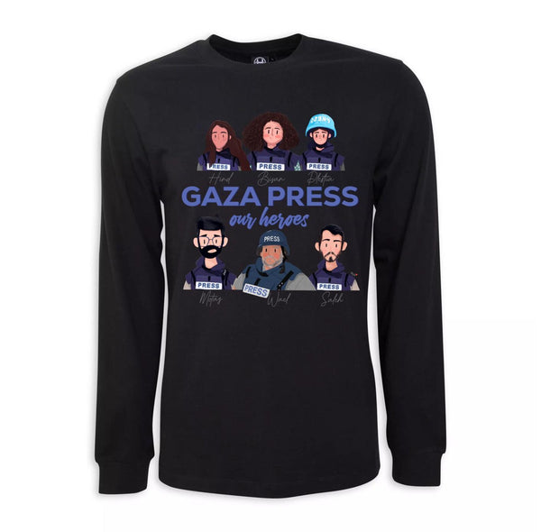 Gaza Press Heroes | Women's Relaxed T-Shirt Long sleeve Crewneck | 100% of proceeds for Gaza emergency aid