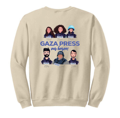 Gaza Press Heroes | Women's Relaxed T-Shirt Long sleeve Crewneck | 100% of proceeds for Gaza emergency aid