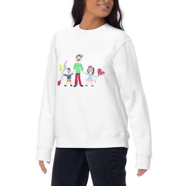 Personalized Custom Gift Add-Your-Design Unisex Premium Sweatshirt Keepsake Kids drawings Birthday Holiday Fathers Day Mothers Day Gifting