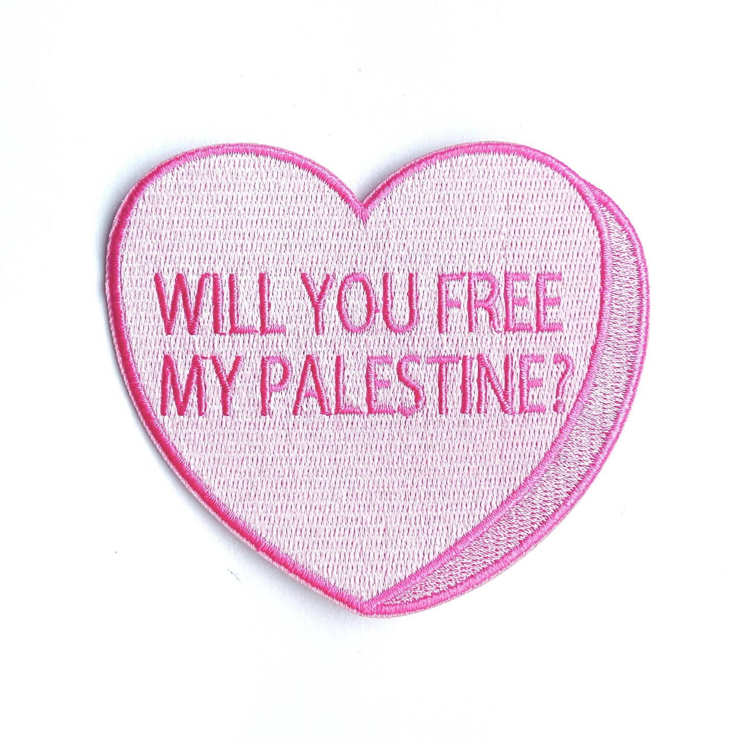"Will You Free My Palestine?" Iron-on embroidered fabric patch