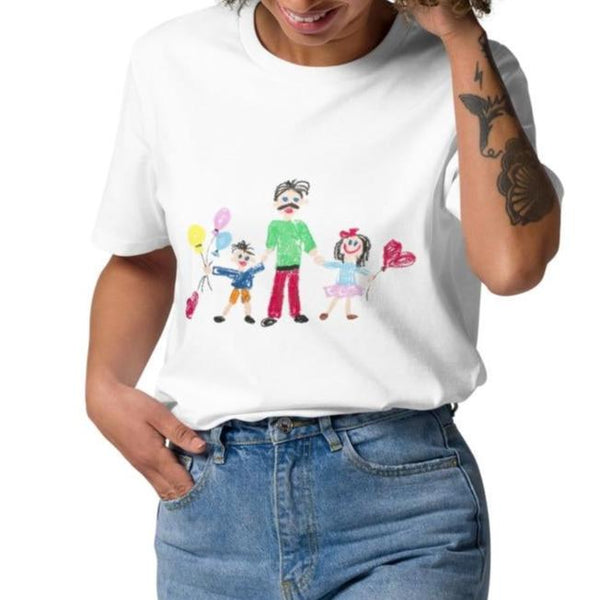 Personalized Custom Gift Add-Your-Design Unisex Premium T-shirt Keepsake Kids Drawing Birthday Holiday Fathers Day Mothers Day Sweet Gifting