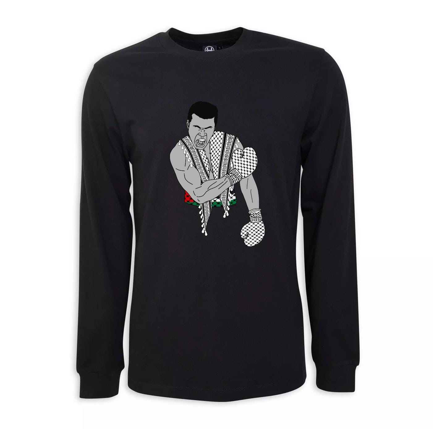 Muhammad Ali Palestine Flag Hand-pressed Graphic Tshirt