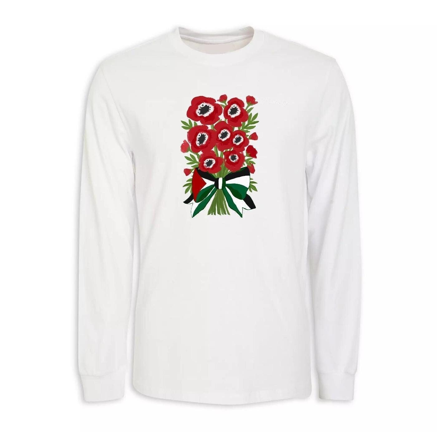 Poppies of Palestine Hand Pressed Graphic Unisex Long Sleeve Islamic art Muslim Palestinian AlQuds Jerusalem gift modest wear hijab Hajj