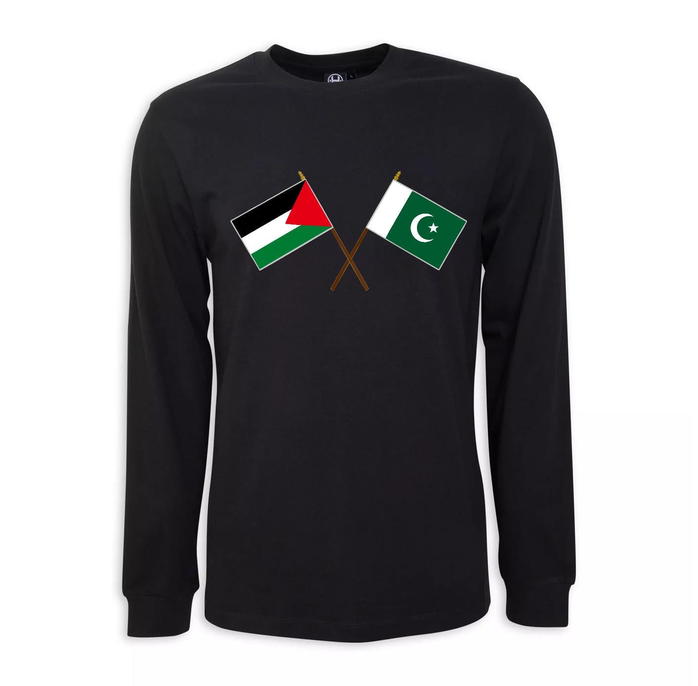 Pakistan & Palestine flag Long Sleeve Hand-pressed Unisex Tshirt