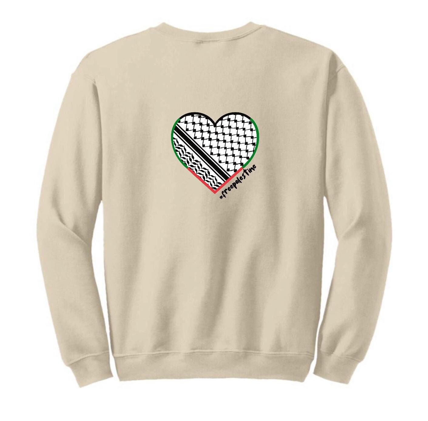 Kaffiyeh Heart Crewneck Unisex Hand Pressed Graphics